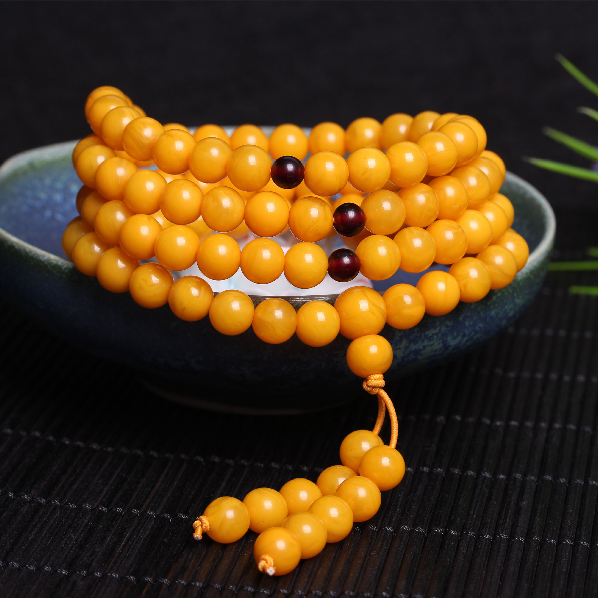 天然蜜蜡手串男女 波兰天然鸡油黄蜜蜡手串 琥珀蜜蜡手链佛珠手串