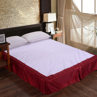 宾馆酒店布草专用床裙 高档贡缎面料床裙 高档酒红款 厂家直销