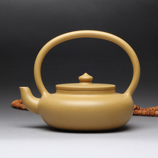 一公紫砂厂家直销手工制作宜兴100%原矿泥料扁玉提梁作者周圩旺