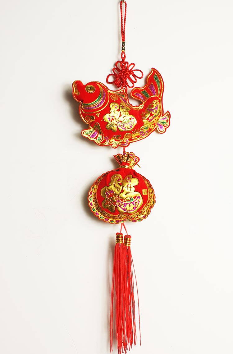 新年春节特色中国结布艺鱼挂件家居挂饰 年年有鱼余挂饰喜庆用品