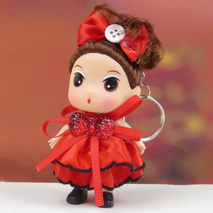 9公分飘带领结超萌可爱小迷糊娃娃公仔 书包女包挂件娃娃一手货源