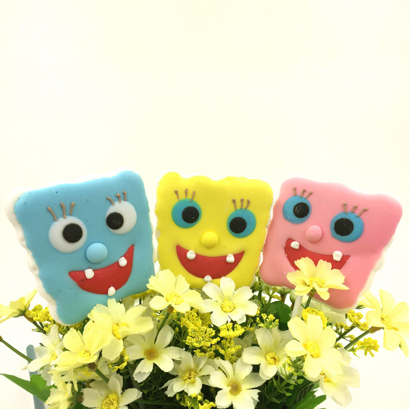 整盒批发海绵宝宝棉花糖糖果总动员创意系列棒棒糖果六一儿童礼物