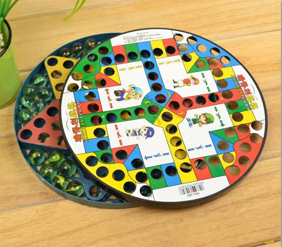 儿童玩具益智棋类 圆盘跳棋 飞行棋二合一棋盘 学生玻璃弹珠棋