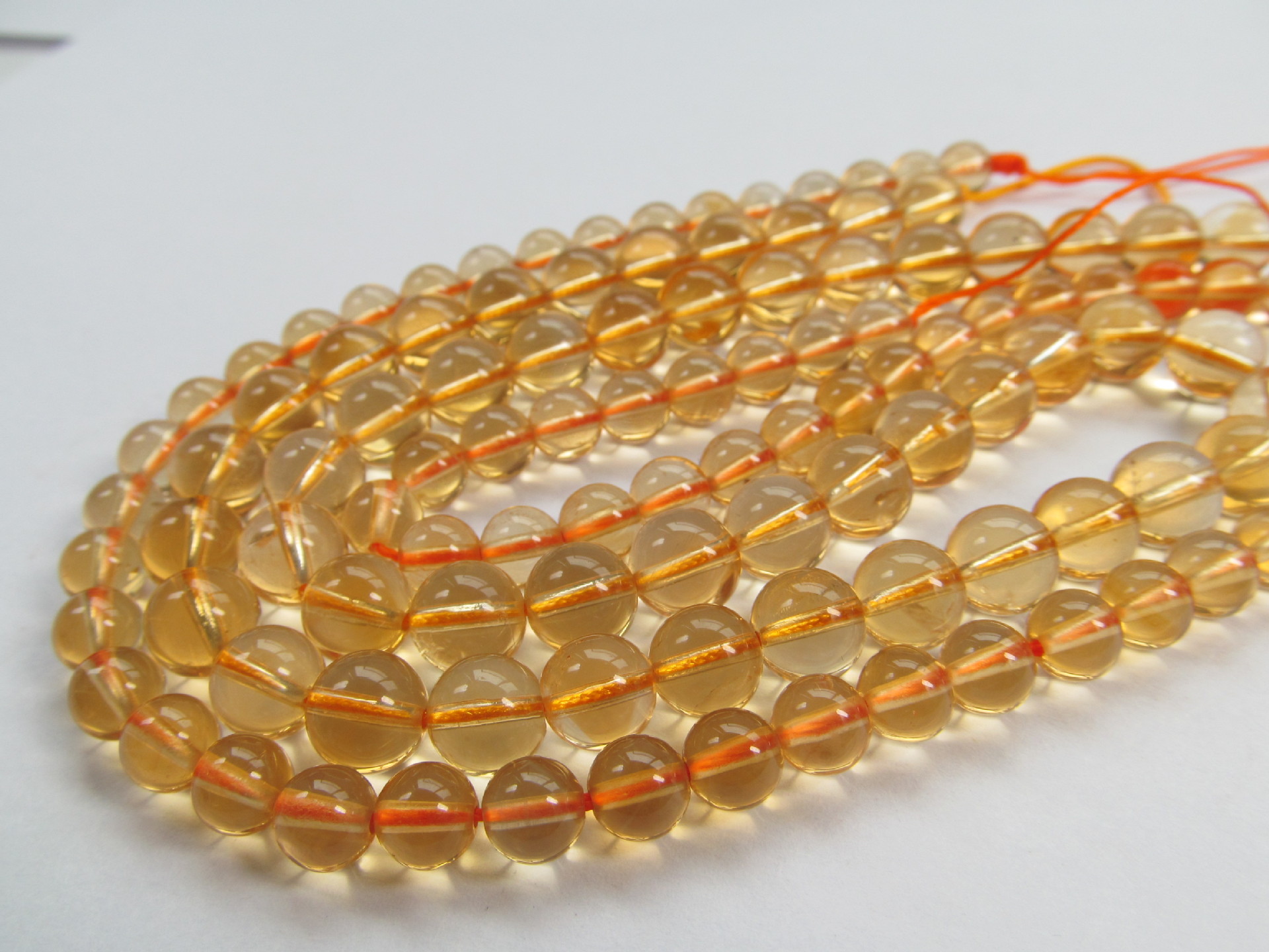 天然黄水晶圆珠长链