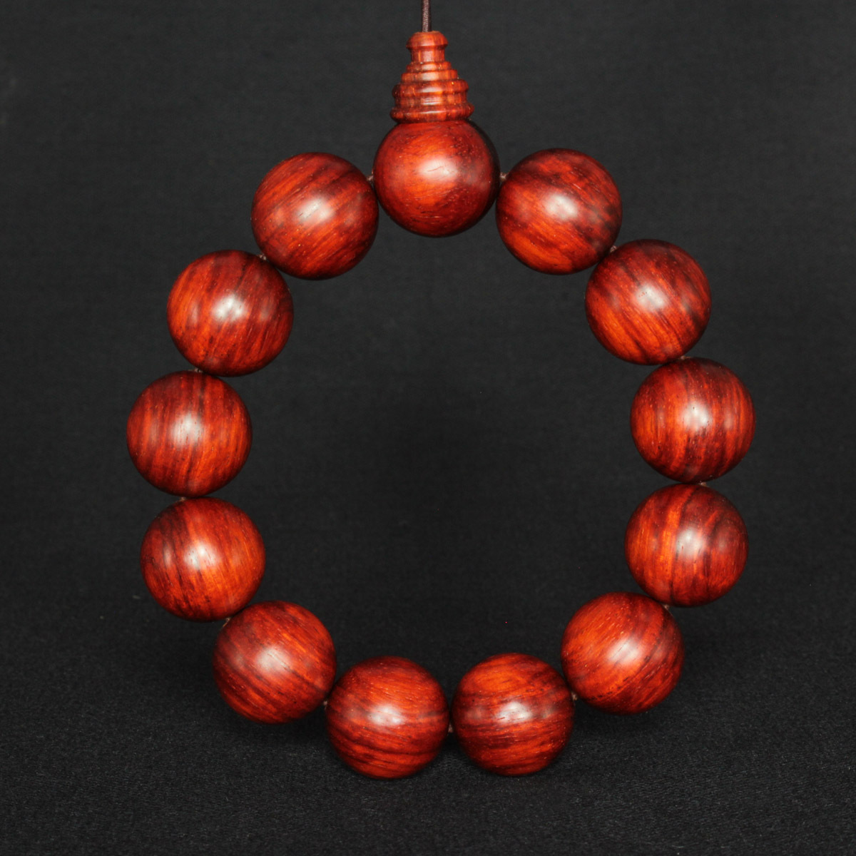 榜头厂家直销 印度小叶紫檀佛珠手串18mm 顺色根料 鸡血红