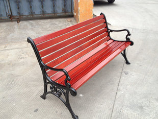 现货批发 红色休闲园林椅 户外防腐塑木公园椅 品质保证