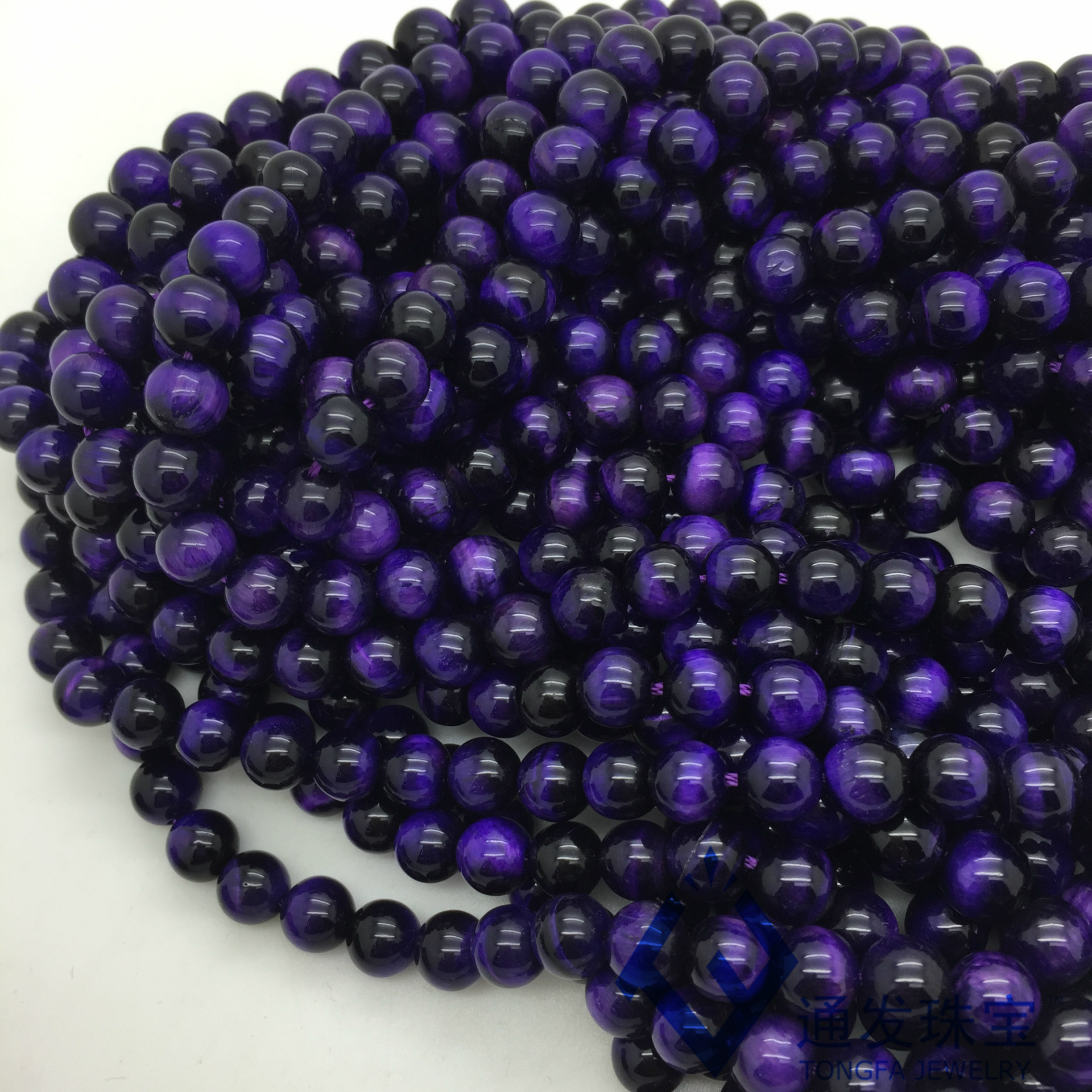 通发珠宝a级紫色虎眼石,招财辟邪,虎眼石diy半成品批发!