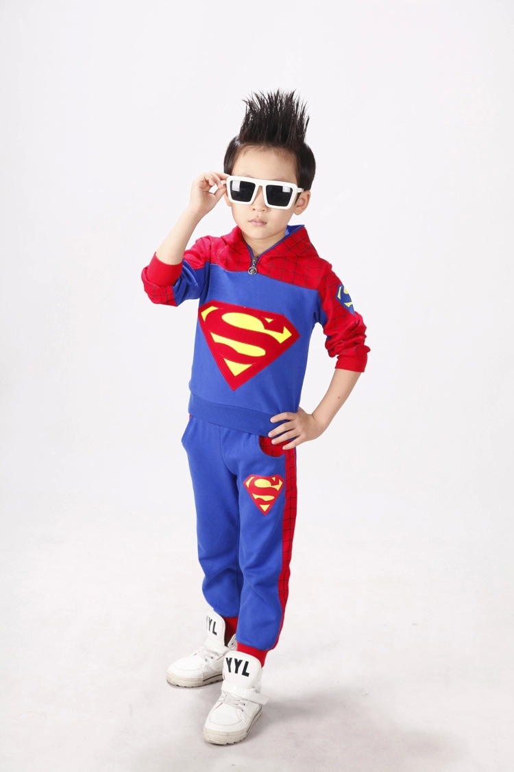 童装2015新款春装男童运动套装儿童长袖休闲两件套超人小孩衣服