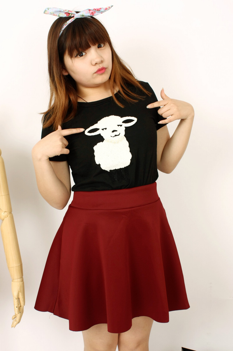 招代理一件代发 韩版大码女装加肥加大码胖mm珍珠小羊t恤胸围120