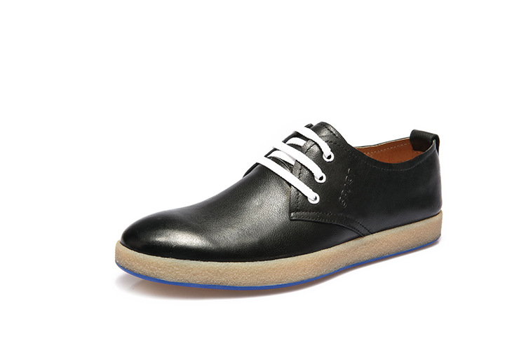 春夏款透气软皮牛筋底系带纯色复古高档皮质男鞋 头层牛皮皮鞋男