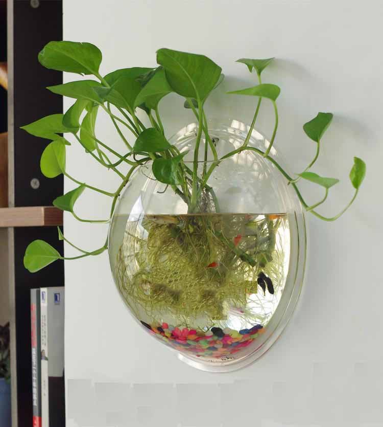 深圳亚克力鱼缸厂家 亚克力壁挂式圆形鱼缸 玻璃鱼缸