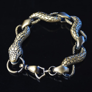 钛钢手链 男士饰品 不锈钢蛇手链 欧美夸张个性饰品 外贸爆款