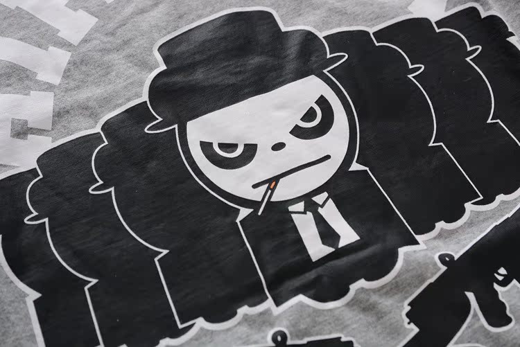 双枪熊猫 2015夏季新款 黑帮老大男式短袖t恤男装外贸2888