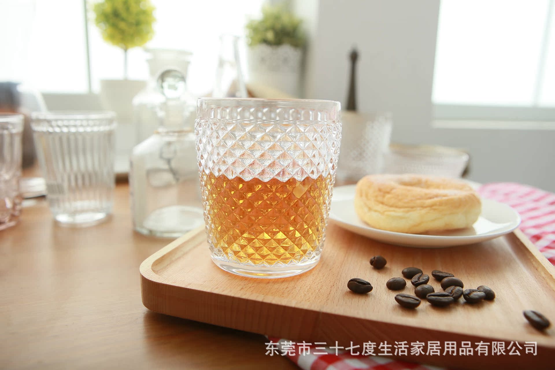 【商品名稱】zakka菠蘿格子玻璃杯子 透明玻璃飲料杯 【商品材質】