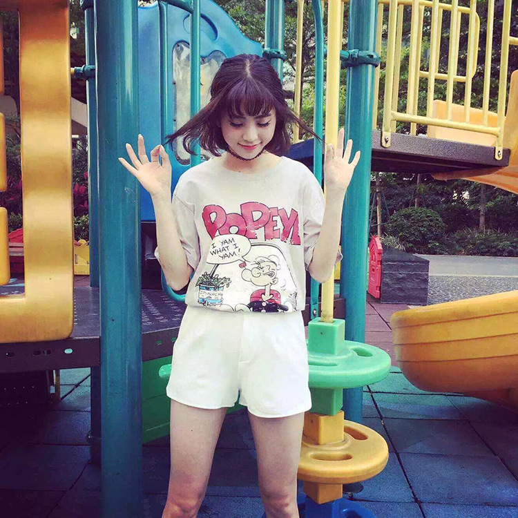 6160 韩国东大门代购实拍曹若涵夏季时尚经典百搭运动雪纺短裤潮