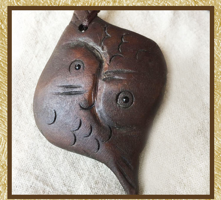 道家太极双生鱼复古项链 手工木雕毛衣链 八卦木鱼增运改运饰品