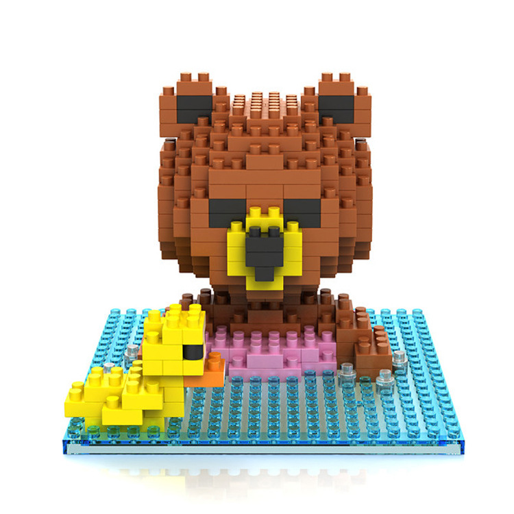 loz钻石小颗粒diy拼装儿童益智积木 卡通游泳布朗熊9428