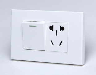 【帝标】118型墙壁开关工程/家装一开带五孔功能插座暗装件