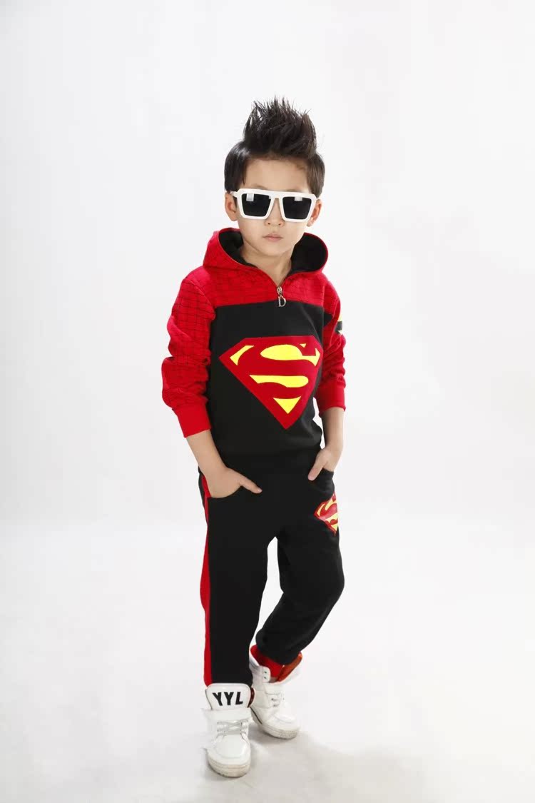 童装2015新款春装男童运动套装儿童长袖休闲两件套超人小孩衣服