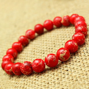 顶级纯天然红色帝王帝皇石手链 复古风格时尚夏季手串饰品批发