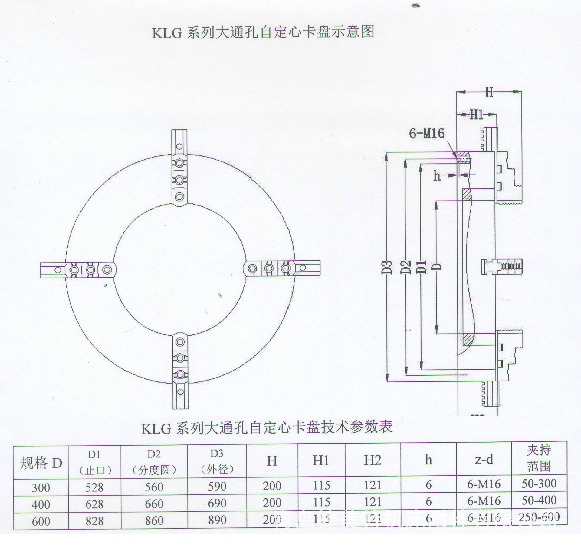 klg系列管子卡盤參數圖