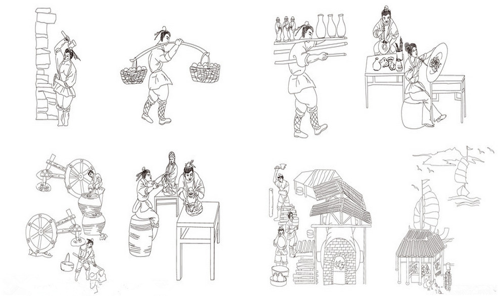 瓷器制作五个步骤卡通图片
