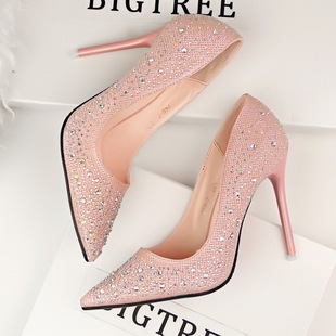 新娘水晶细跟高跟鞋