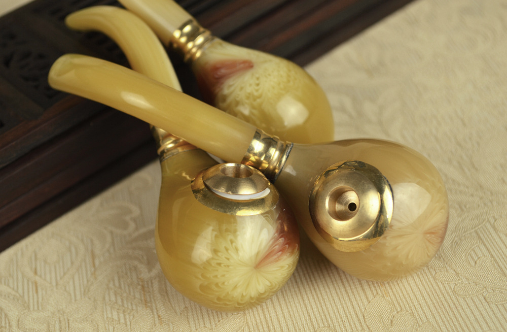 厂家直销黄牛角大号烟斗 高档大气仿牛角树脂烟斗 烟嘴烟具批发