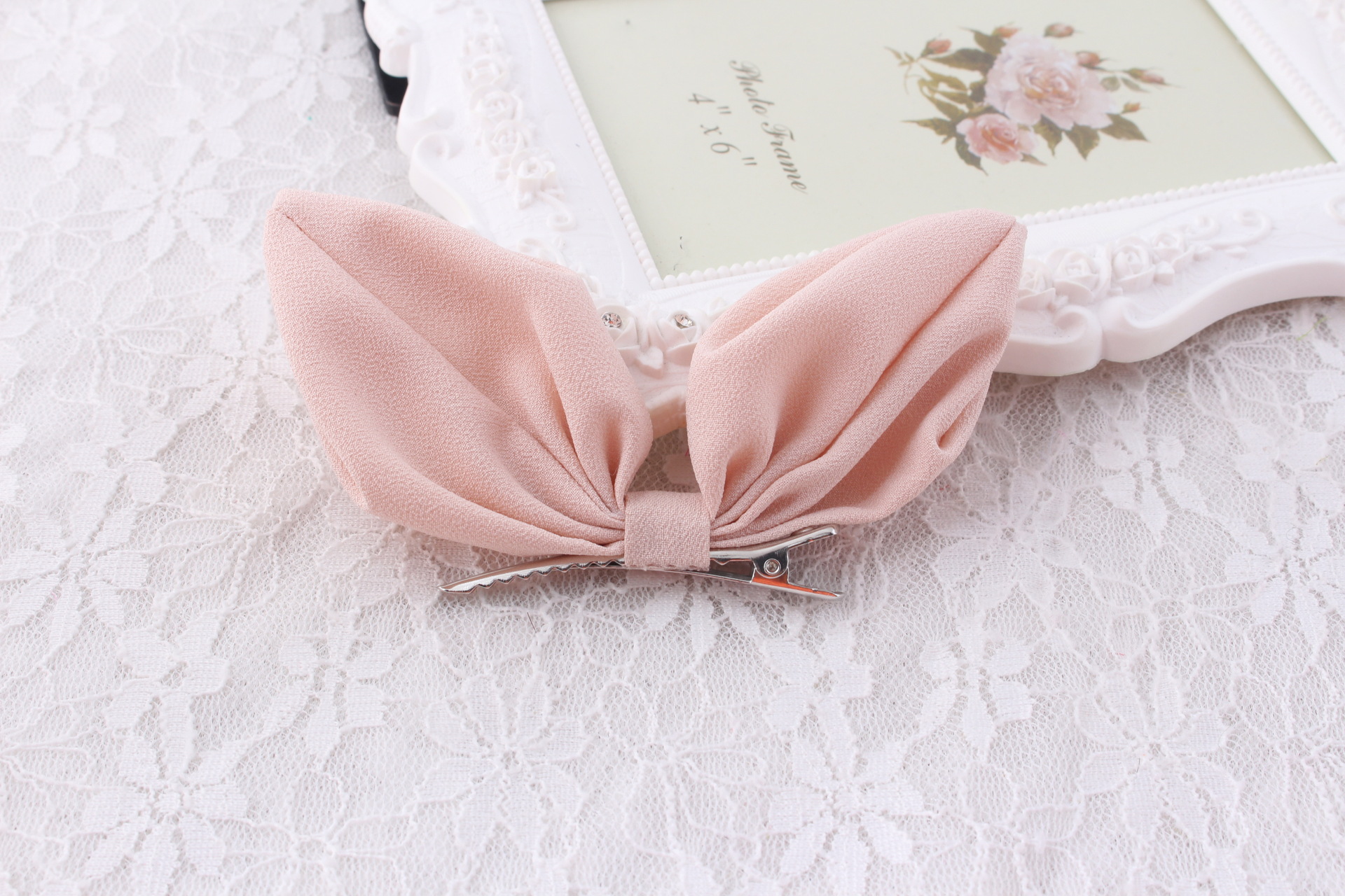 韩国发饰批发新款布艺纯色发夹韩式兔耳蝴蝶结发夹发饰厂家直销