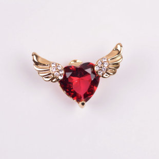 欧美大牌衣饰品 高档水晶领针 双翼天使之心刺马针 浪漫胸花礼品