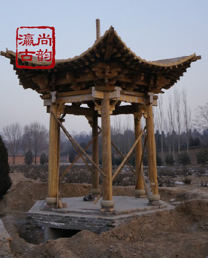 北京厂家定制古建六角圆柱凉亭 古建景观凉亭 中式仿古木质凉亭