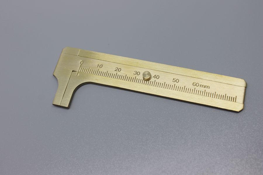 复古黄铜尺 黄铜游标卡尺 刻度尺 edc便携式黄铜卡尺 铜书签