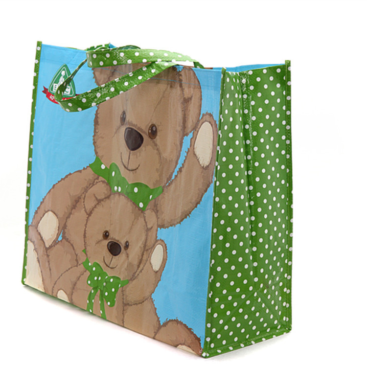 卡通小熊时尚编织购物袋 pp塑料编织袋 手提礼品