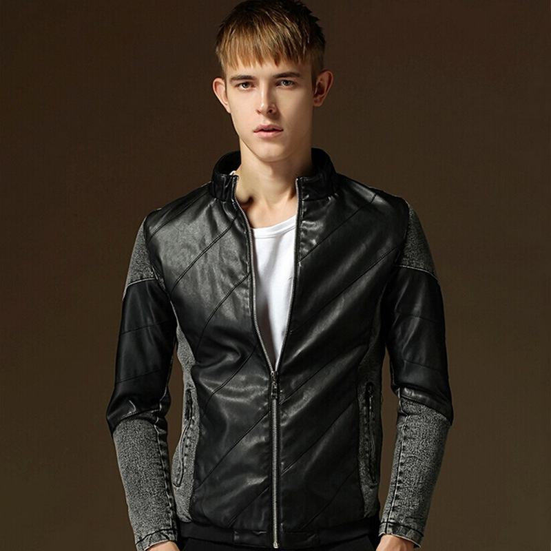男士休闲皮衣_2015新款韩版男士休闲皮衣 机车男皮衣全皮加工定制