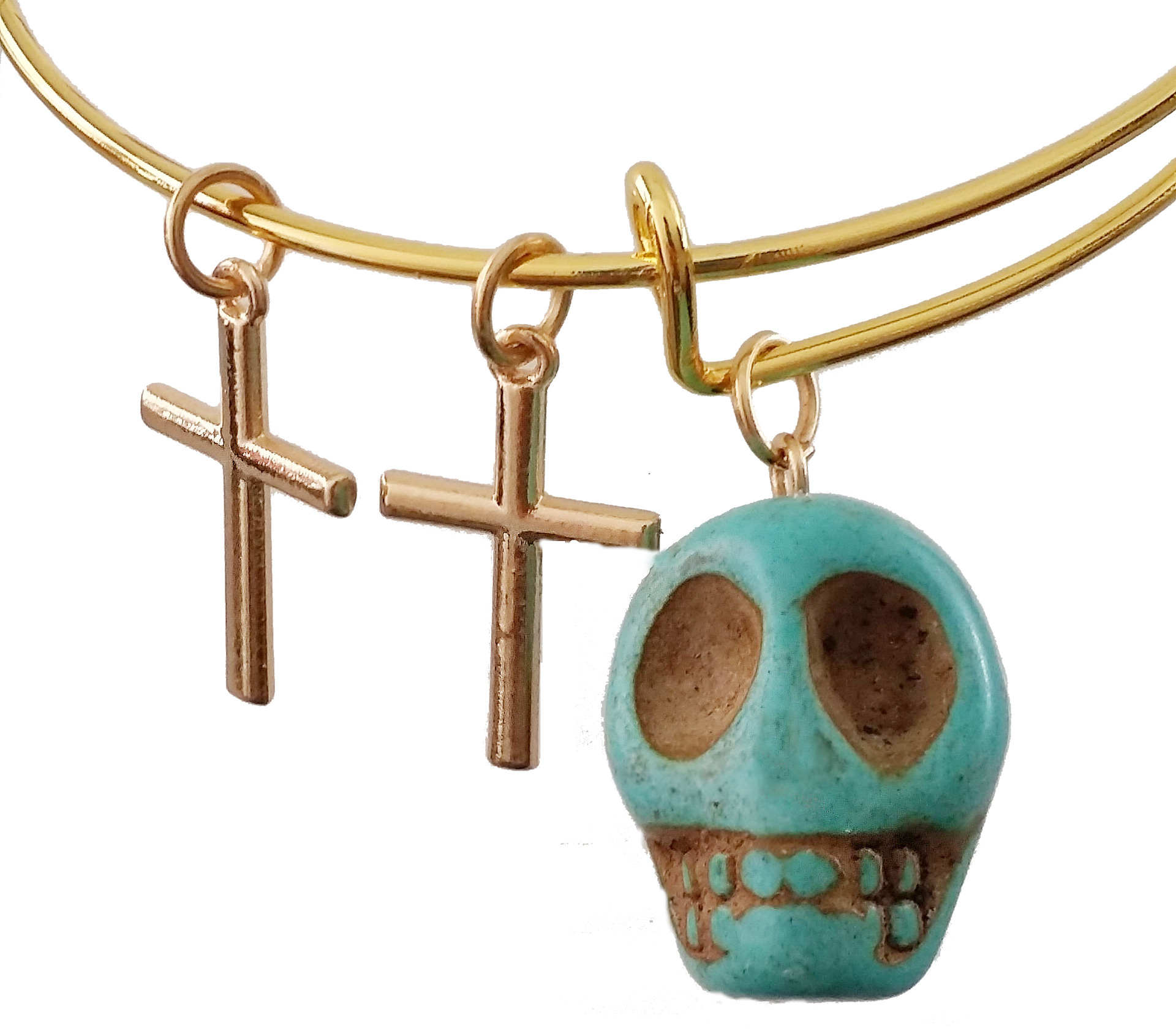 外贸手工饰品 绿松石轱辘头diy 鬼头 欧美女士复古手镯圈 h169