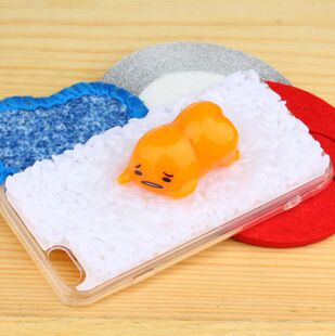 日本仿真食物5s超萌蛋黄小人米饭 iphone6 4.7寸 plus 手机保护壳