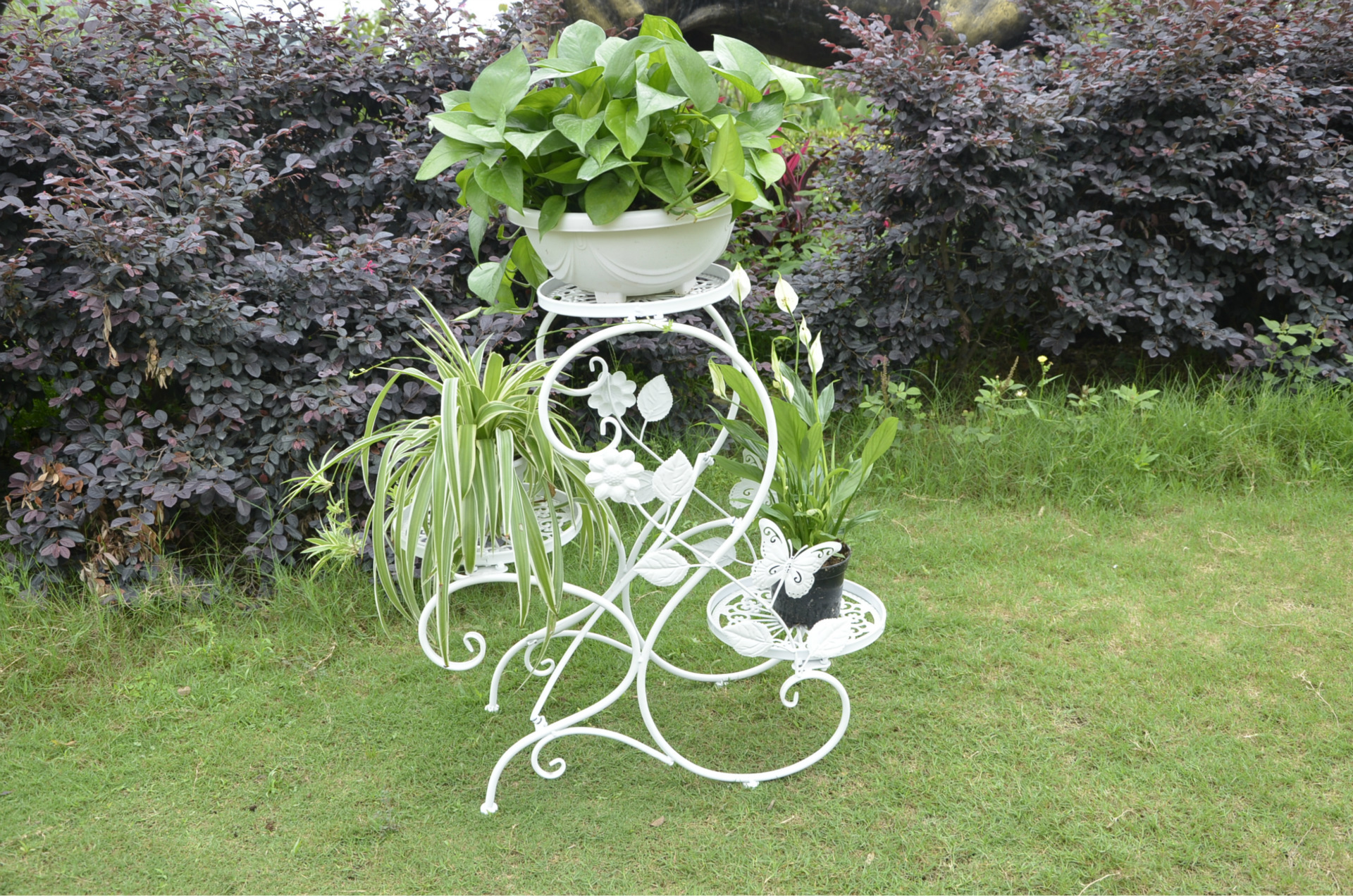 新款简易铁艺花架 家居客厅室内多层可移动花架绿色盆栽花盆架