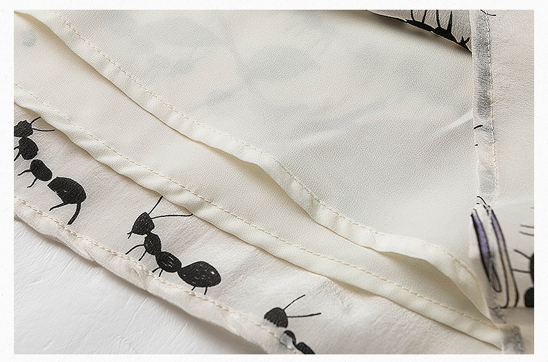 欧洲站2015夏季新款欧美女装v领短袖蚂蚁印花真丝连衣裙批发