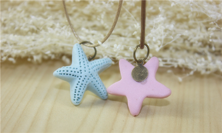 特惠 彩泥海星 手工陶瓷制作小饰品日韩风格小饰物锁骨链批发