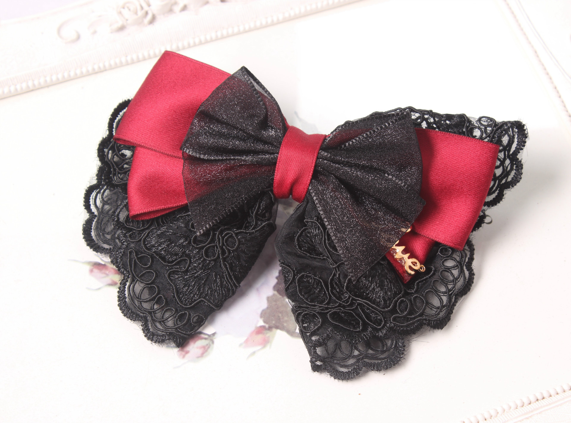 原创契约公主大蕾丝蝴蝶结发饰韩版 超大唯美蝴蝶结顶夹批发