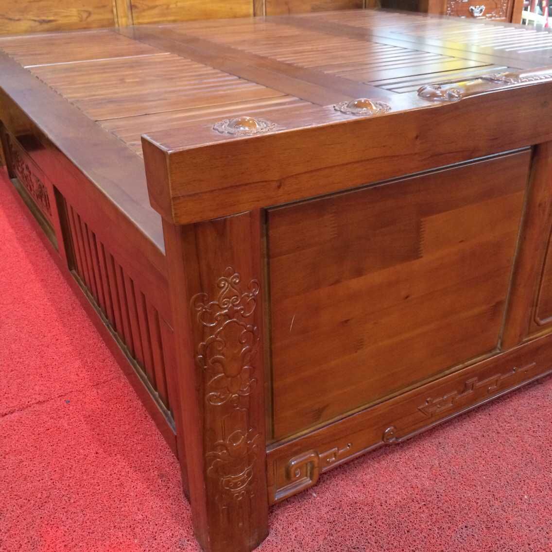 8m红玫瑰红榉色双人床红榉色高端双人床