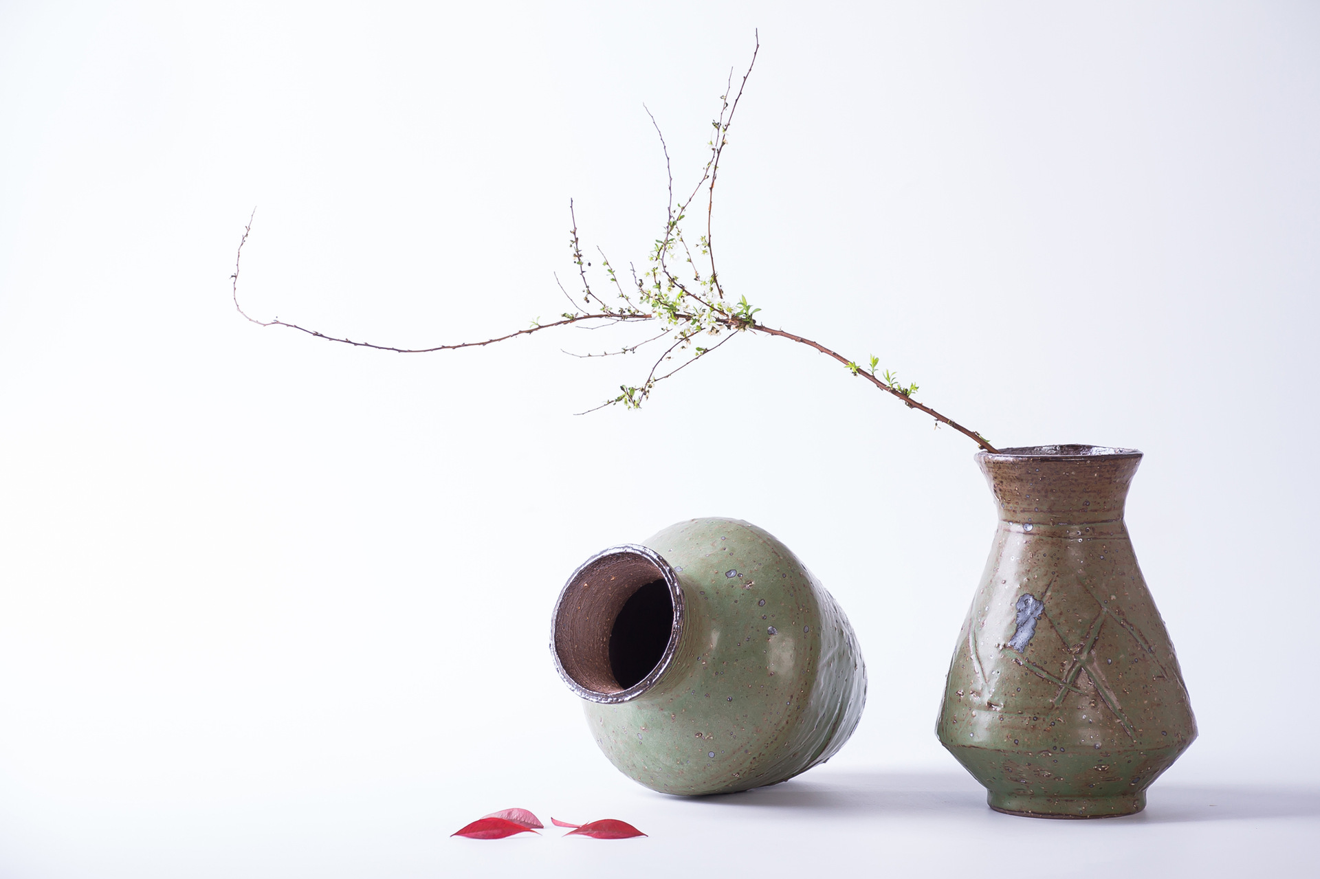 景德镇陶瓷花瓶 纯手工粗陶仿古花插花器 仿柴窑中式复古艺术摆件
