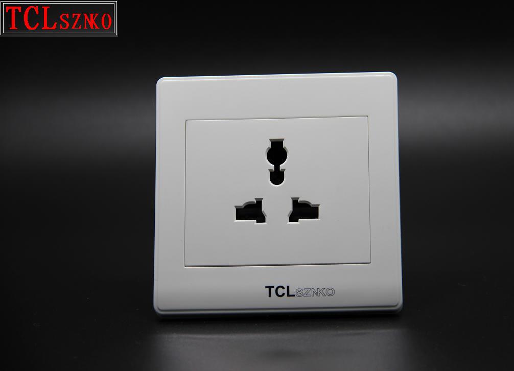 tcl正品 白色多功能三孔16a 墙壁开关插座面板 通用开关插座 86型