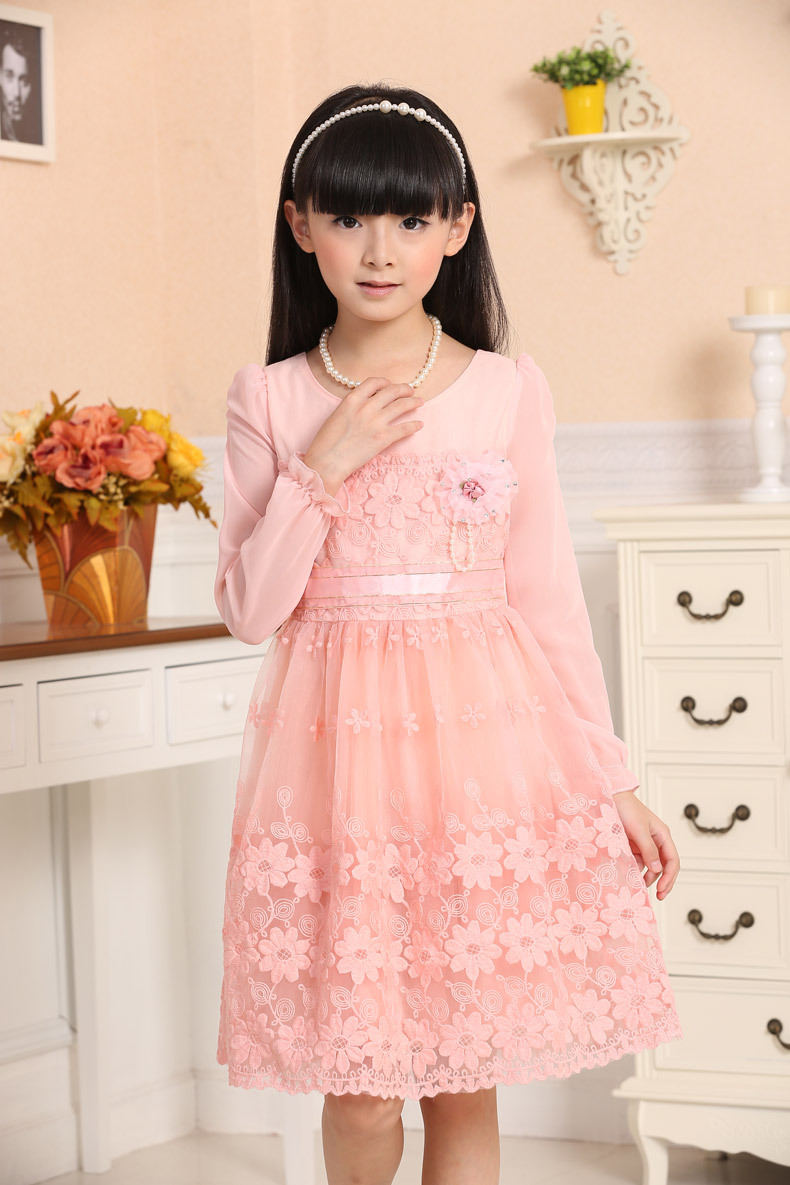 伊琳莱尔2015新款韩版女童雪纺连衣裙 中大童公主裙图片_16