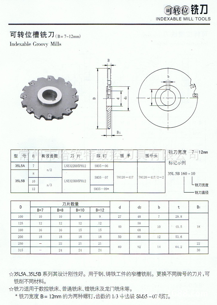 可转位槽铣刀 窄槽铣刀 立装三面刃铣刀