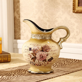 百盛美家欧式田园 地中海花瓶 花卉陶瓷花瓶摆件 美式花瓶