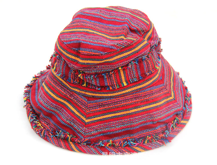 原创设计泰国手织布风情帽子 民族风手工布艺帽子遮阳女帽