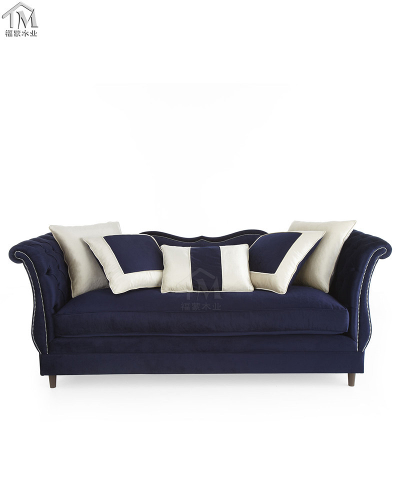 美式乡村软包时尚沙发 欧式新古典客厅组合沙发 样板房售楼处沙发