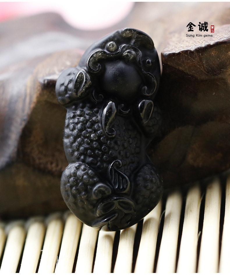 厂家直销 招财貔貅吊坠 天然黑曜石吊坠 磨砂貔貅 辟邪 宝石批发