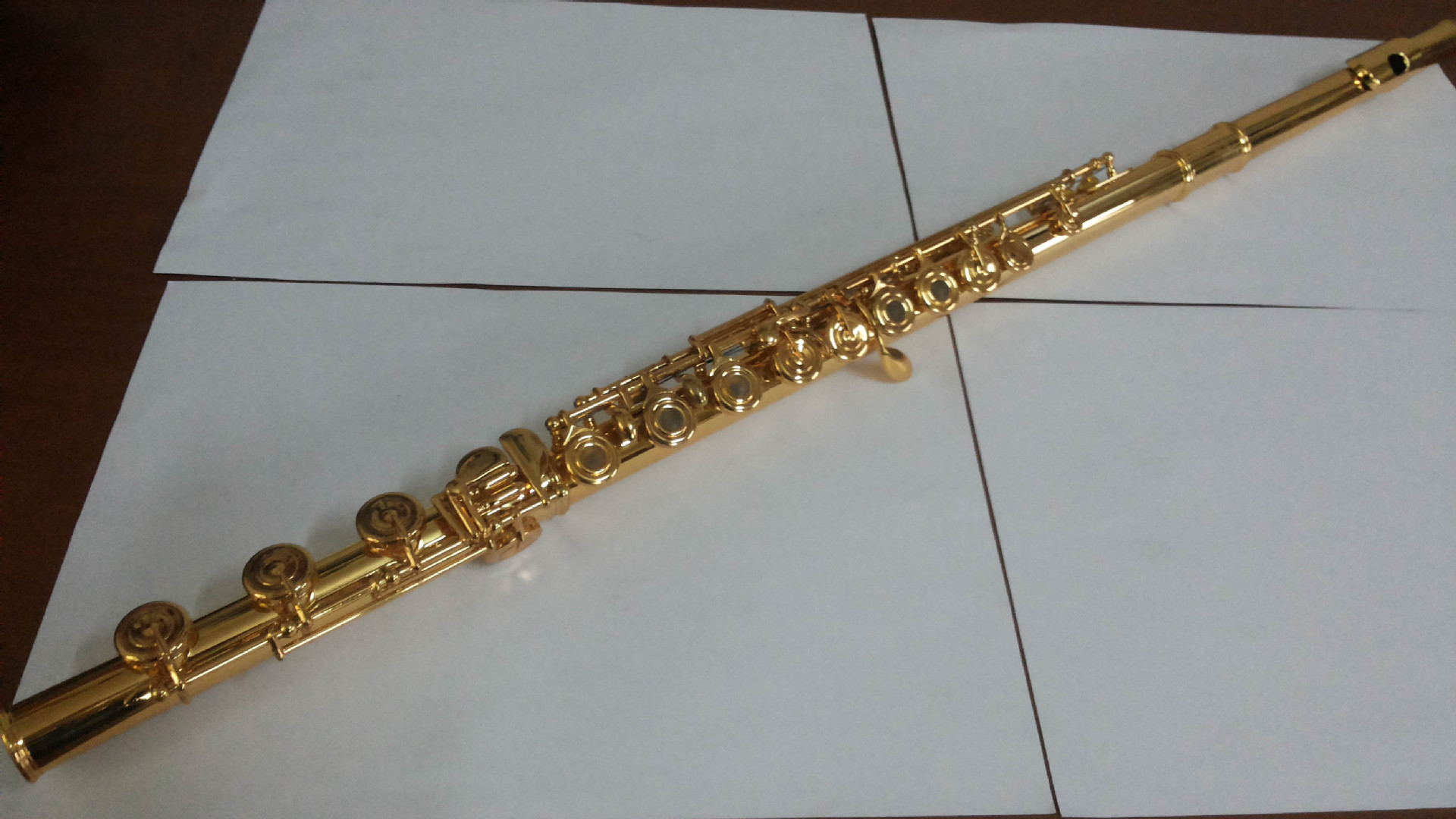 高档演奏级考级长笛 c调e键17孔开孔 仿金 漆金 乐器 漆金长笛